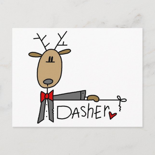 Dasher Reindeer Tshirts and Gifts Postcard (Front)