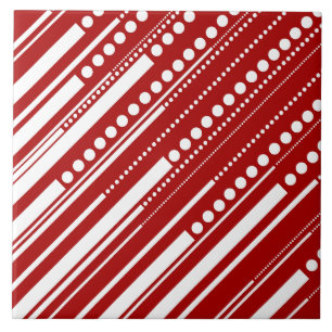 Dashes & Dots in Red and White Ceramic Tile