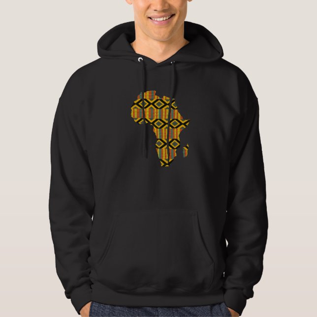 Dashiki Print African Map Tribal Ethnic Kente Clot Hoodie (Front)