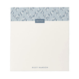 Dashing Boho Ikat Zig Zag Pattern Notepad - Blue