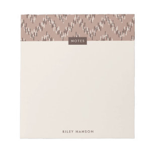 Dashing Boho Ikat Zig Zag Pattern Notepad - Brown