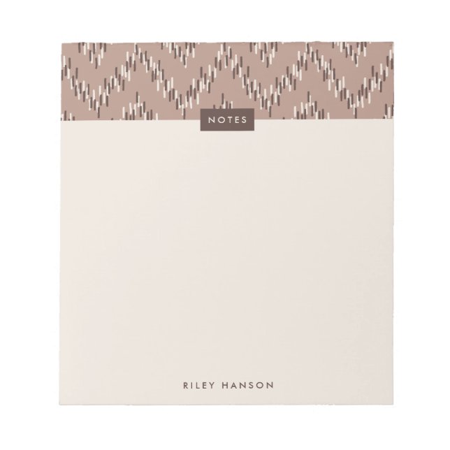 Dashing Boho Ikat Zig Zag Pattern Notepad - Brown (Front)