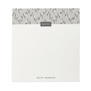 Dashing Boho Ikat Zig Zag Pattern Notepad - Grey