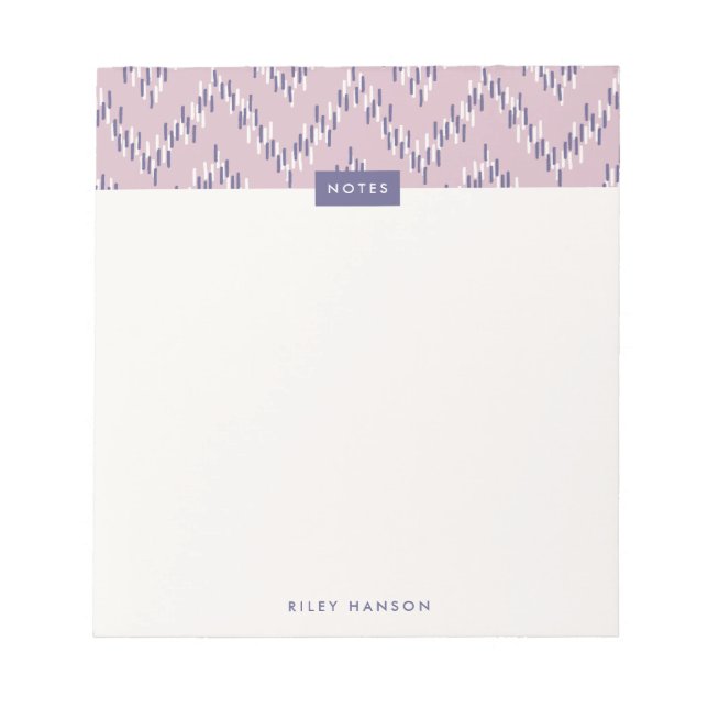 Dashing Boho Ikat Zig Zag Pattern Notepad - Purple (Front)