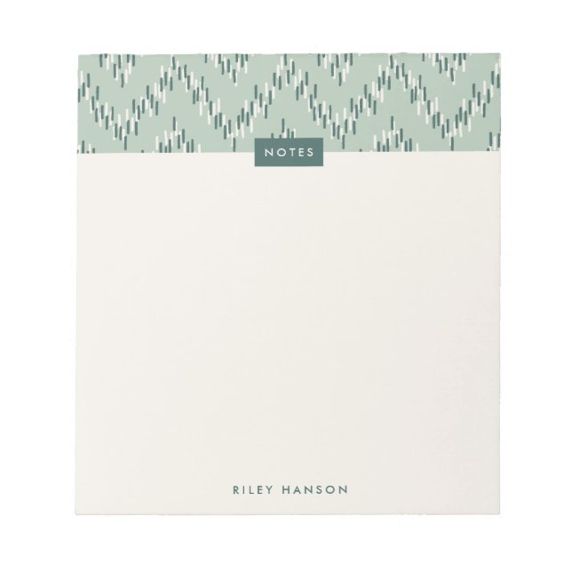 Dashing Boho Ikat Zig Zag Pattern Notepad - Teal (Front)