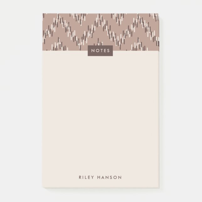 Dashing Boho Ikat Zig Zag Pattern Post-It - Brown Notes (Front)