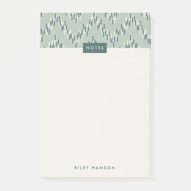 Dashing Boho Ikat Zig Zag Pattern Post-It - Teal Notes (Front)