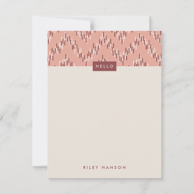 Dashing Boho Ikat Zig Zag Stationery - Red (Front)