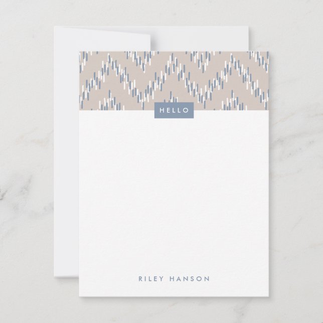 Dashing Boho Ikat Zig Zag Stationery - Taupe (Front)