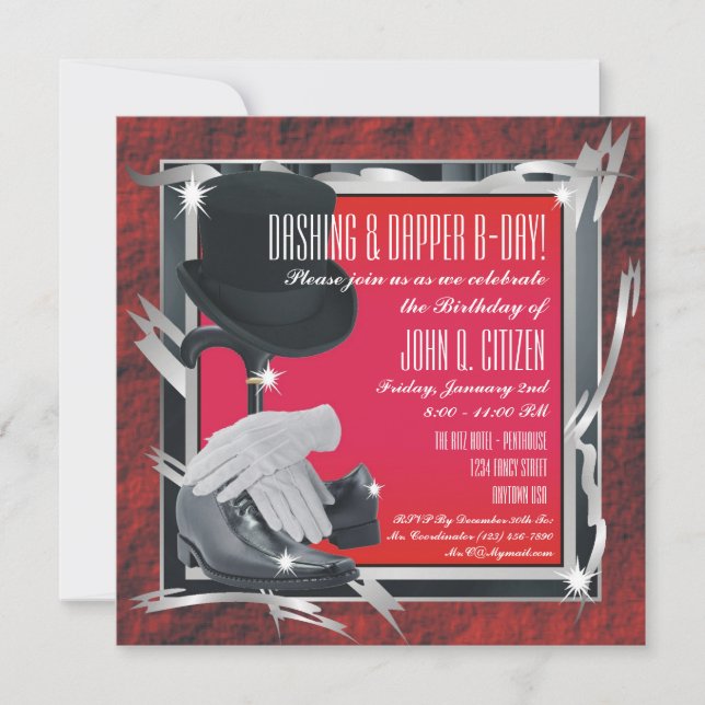 Dashing Custom 5.25 X 5.25 Invitations - Red (Front)