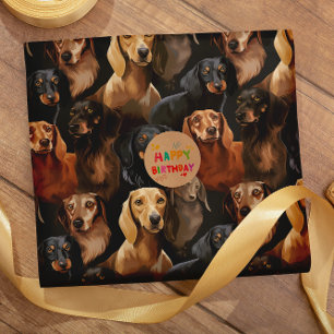 Dashing Dachshunds seamless pattern Wrapping Paper