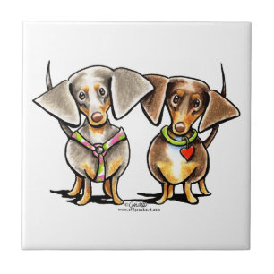 Dashing Dappled Dachshunds Ceramic Tile