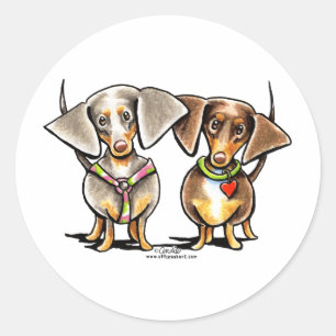 Dashing Dappled Dachshunds Classic Round Sticker