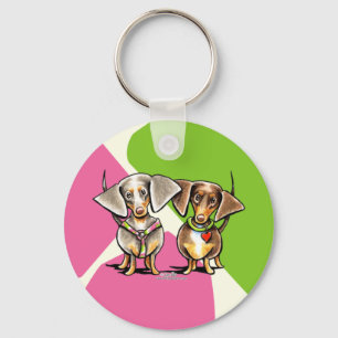 Dashing Dappled Dachshunds Key Ring