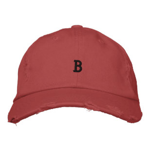Dashing Red B Initial Bold Spirit Headwear Looking Embroidered Hat