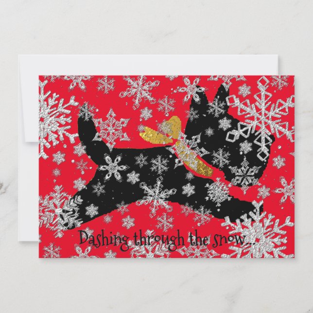Dashing Scottie Dog Personalise Holiday Card (Front)