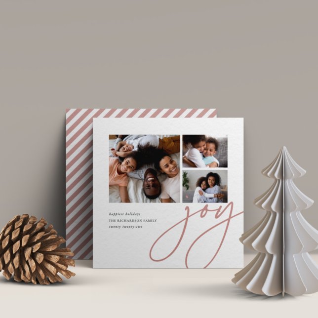 Dashing Script | 3 Photo Collage Holiday Card (Creator Uploaded)