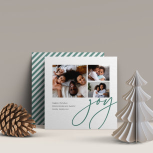 Dashing Script 3 Photo Collage Holiday Card