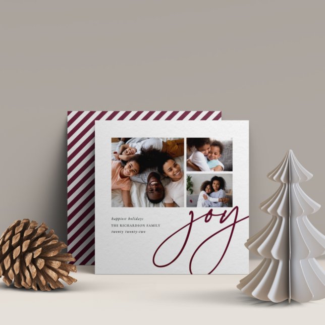 Dashing Script | 3 Photo Collage Holiday Card (Creator Uploaded)