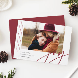 Dashing Script Joy Horizontal Photo Holiday Card