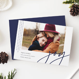 Dashing Script   Joy   Horizontal Photo Holiday Card