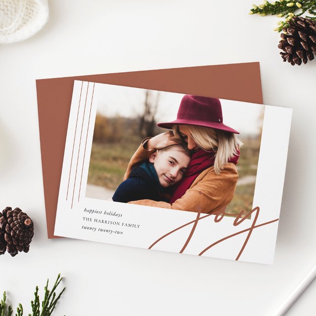 Dashing Script | Joy | Horizontal Photo Holiday Card (Creator Uploaded)