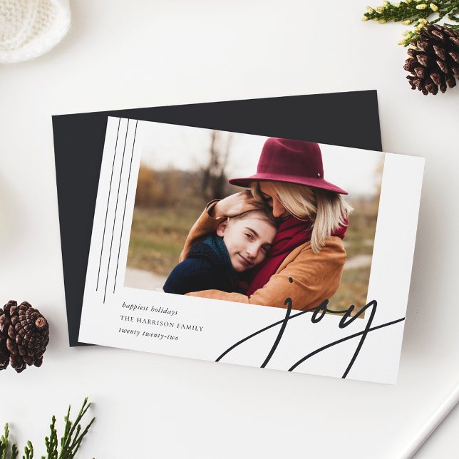 Dashing Script | Joy | Horizontal Photo Holiday Card (Creator Uploaded)