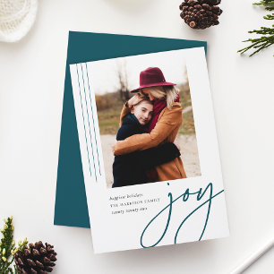 Dashing Script Joy Vertical Photo Holiday Card