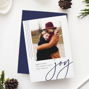 Dashing Script Joy Vertical Photo Holiday Card