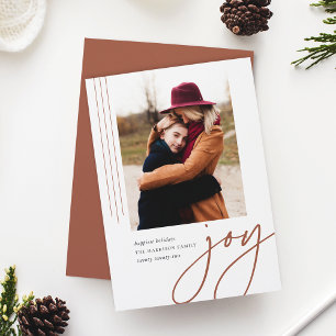 Dashing Script   Joy   Vertical Photo Holiday Card