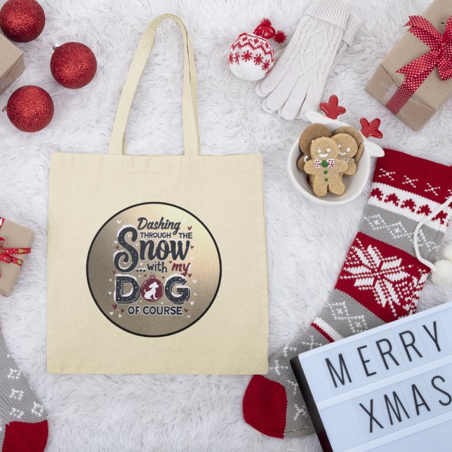 Dashing Through Snow With My Dog - Holiday Tote Bag (Creator Uploaded)