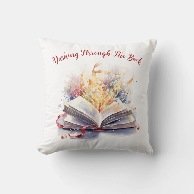 Dashing Through The Book Cushion (Front)