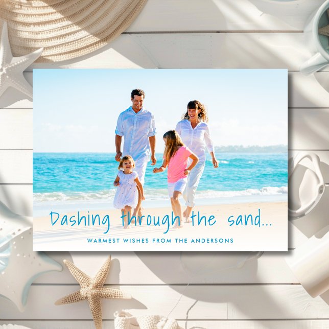 Dashing Through The Sand Beach Photo Holiday Card (Creator Uploaded)