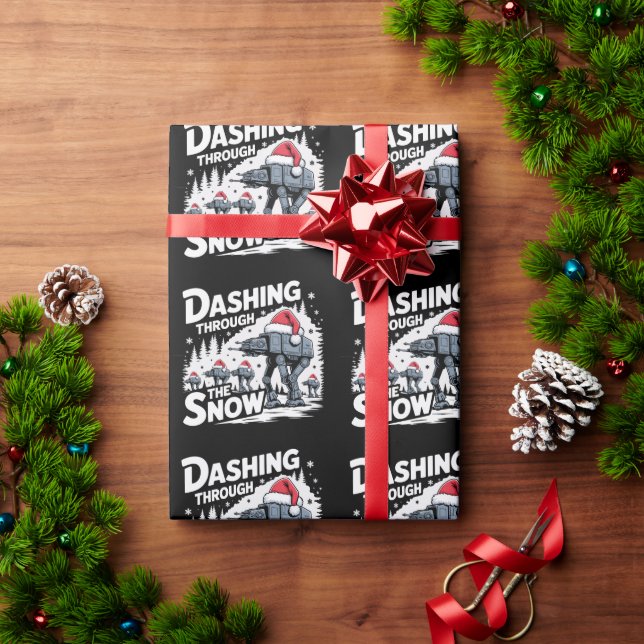 Dashing Through The Snow Christmas Family Holiday Wrapping Paper (Holiday Gift)