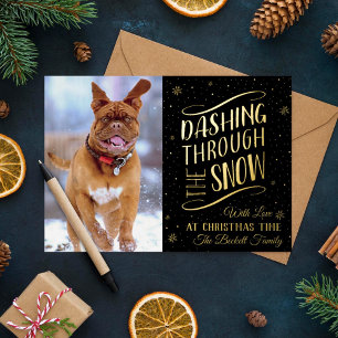 Dashing Through the Snow   Christmas Photo Real Foil Holiday Card