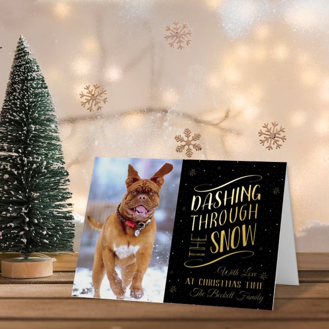 Dashing Through the Snow | Christmas Photo Real Foil Holiday Card (Creator Uploaded)