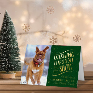 Dashing Through the Snow   Christmas Photo Real Foil Holiday Card
