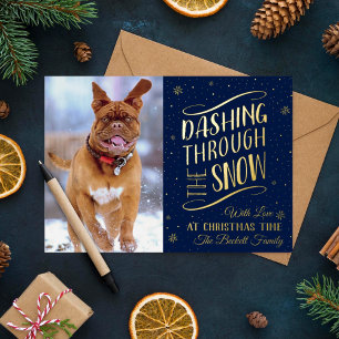 Dashing Through the Snow Christmas Photo Real Foil Holiday Card