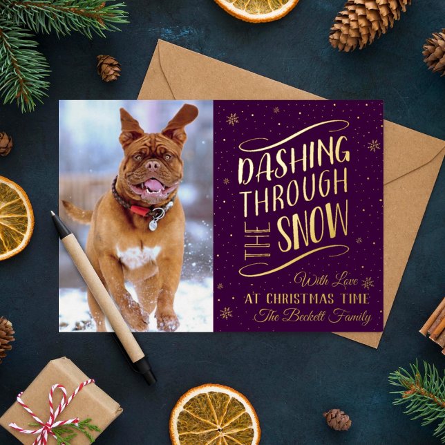 Dashing Through the Snow | Christmas Photo Real Foil Holiday Card (Creator Uploaded)