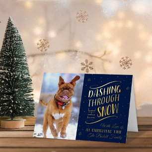 Dashing Through the Snow   Christmas Photo Real Foil Holiday Card