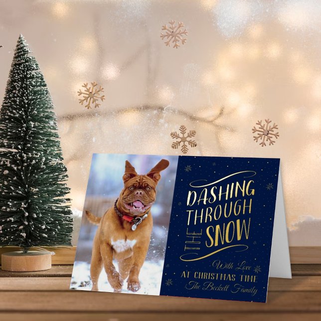 Dashing Through the Snow | Christmas Photo Real Foil Holiday Card (Creator Uploaded)