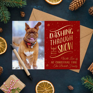 Dashing Through the Snow Christmas Photo Real Foil Holiday Card