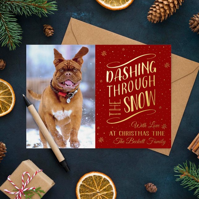 Dashing Through the Snow | Christmas Photo Real Foil Holiday Card (Creator Uploaded)