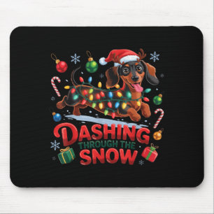 Dashing Through The Snow Dog Christmas Funny Chris Mouse Pad