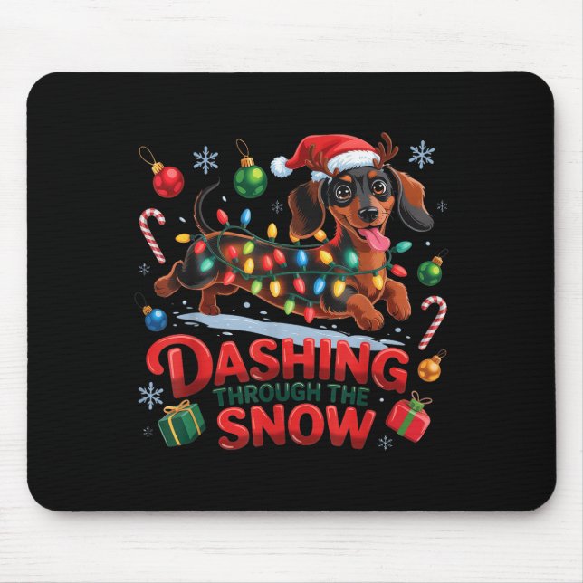 Dashing Through The Snow Dog Christmas Funny Chris Mouse Pad (Front)