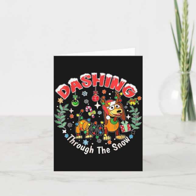 Dashing Through The Snow, Funny Dog Christmas  Card (Front)