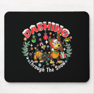 Dashing Through The Snow, Funny Dog Christmas Mouse Pad