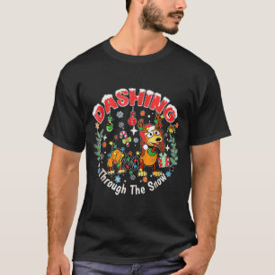 Dashing Through The Snow, Funny Dog Christmas  T-Shirt