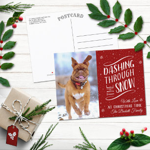 Dashing Through the Snow Holiday Photo Postcard