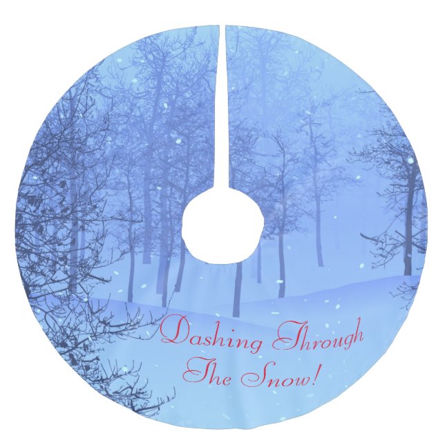 Dashing Through the Snow! on a Brushed Polyester Tree Skirt (Front)